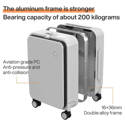 Lightweight Aluminum Travel Suitcase with USB Charging Port