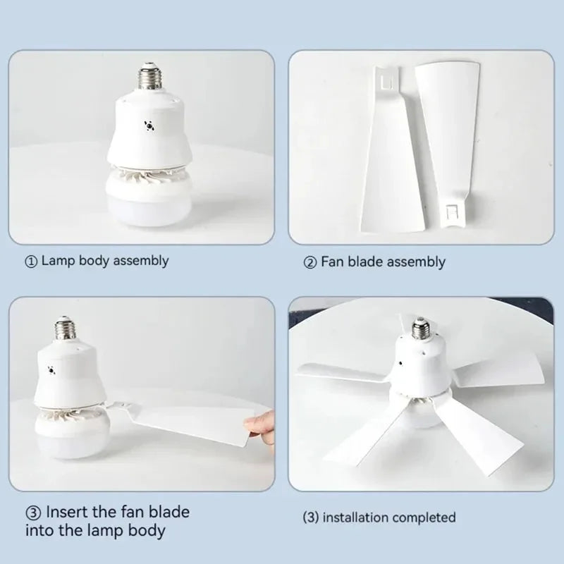 30W Remote-Controlled Ceiling Fan Light - LED Dimming, Quiet Design for Bedroom & Living Room