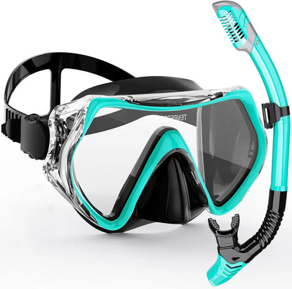 Snorkeling Set with 180° Panoramic View | Dry Snorkel Technology | Comfortable Silicone Mask