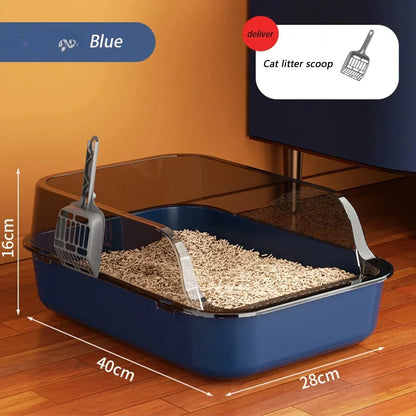Half-Closed Cat Litter Box with Splash Guard and Included Scoop | Pet Supplies