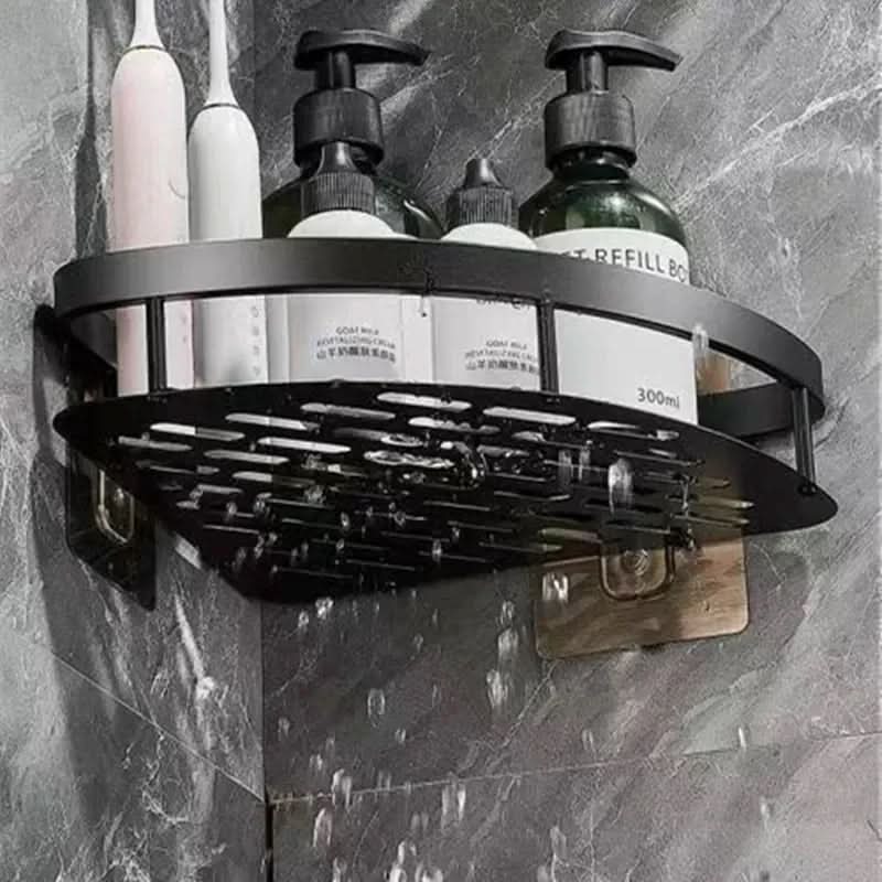 Aluminum Bathroom Corner Shelf - No-Drill Installation