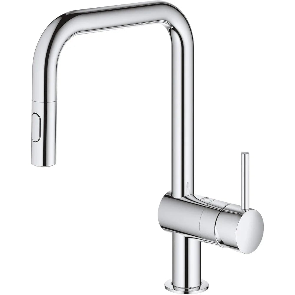 Polished Chrome Kitchen Faucet with Pull-Down Sprayer