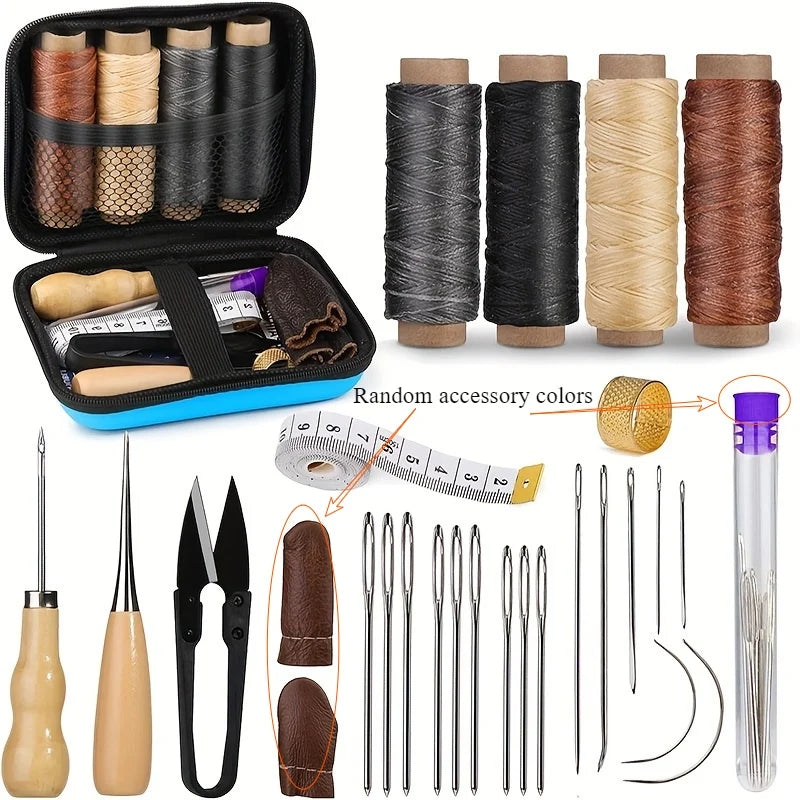 Leather Sewing Kit with Large Needle and Waxed Thread for Repair