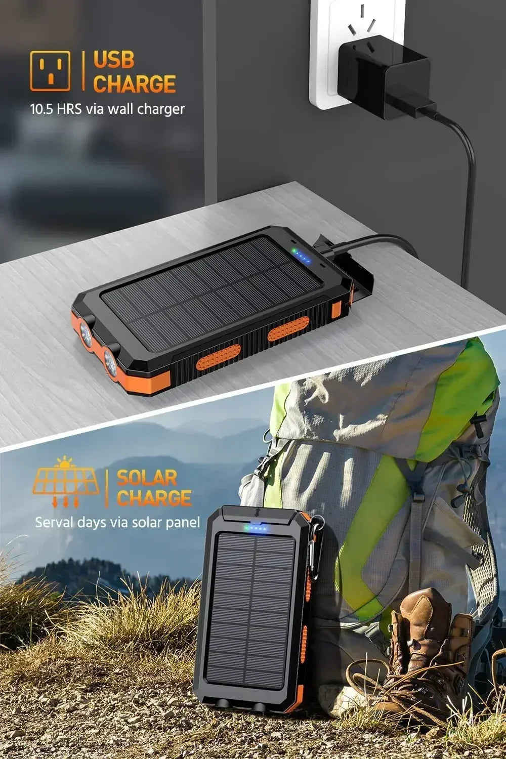 Ultra Capacity 20000mAh Solar Charger for On-the-Go Power