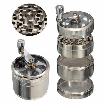 Herb Grinder with Aluminum Body | Diamond-Cut Teeth | 4-Piece with Screen