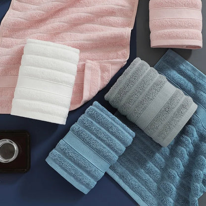 Set of 4 Absorbent Cotton Face Towels 35x35 cm with Ribbed Design for Bath, Travel, and Gym