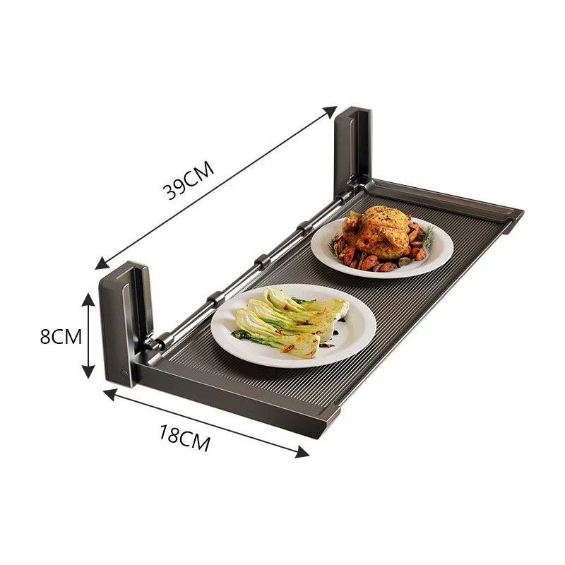 Foldable Kitchen Wall Shelf with Hooks | Spice Rack | 90° Collapsible Design & No Drilling Needed