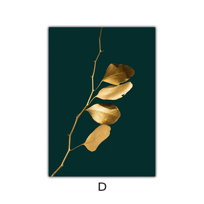 Exquisite Tropical Gold Leaves Canvas Art for Elegant Spaces