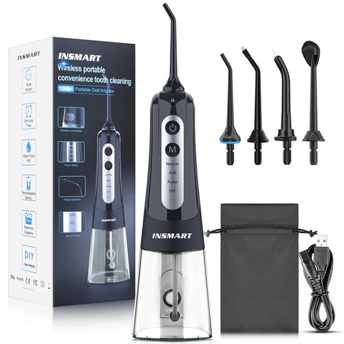 Water Flosser with 300ml Reservoir - USB-C Rechargeable, 4 Settings, IPX7 Waterproof