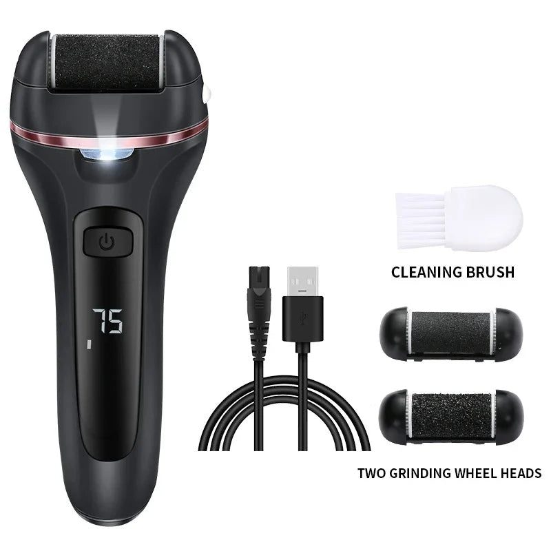 Electric Callus Remover with 3 Grinding Heads & LED - Waterproof & Rechargeable