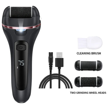Electric Callus Remover with 3 Grinding Heads & LED - Waterproof & Rechargeable