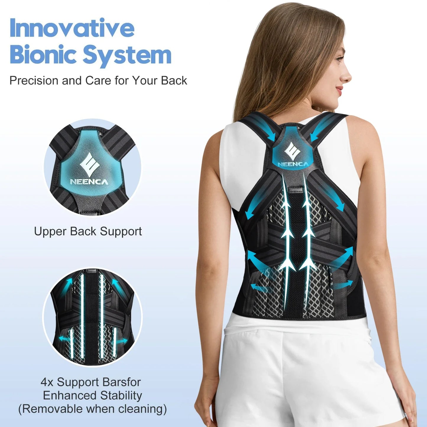 Adjustable Back Support Brace for Spine Alignment, Posture Correction & Pain Relief