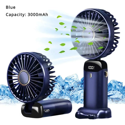 Portable Mini Fan 5000mAh – Wireless USB Rechargeable with Digital Screen and Phone Holder, 5-Speed Neck Hanging Design