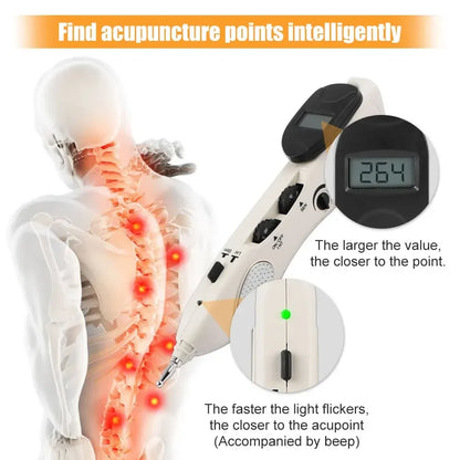 Rechargeable Massage Pen with LCD, 10 Intensity Levels, Needle-Free Tips