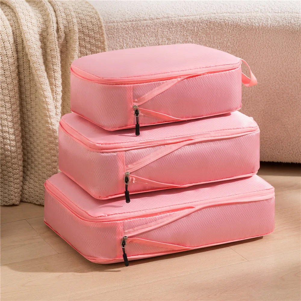 Travel Compression Packing Cubes Set | 3 Sizes | Waterproof & Lightweight