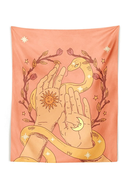 E-Girl Tapestry featuring Moon and Stars Design