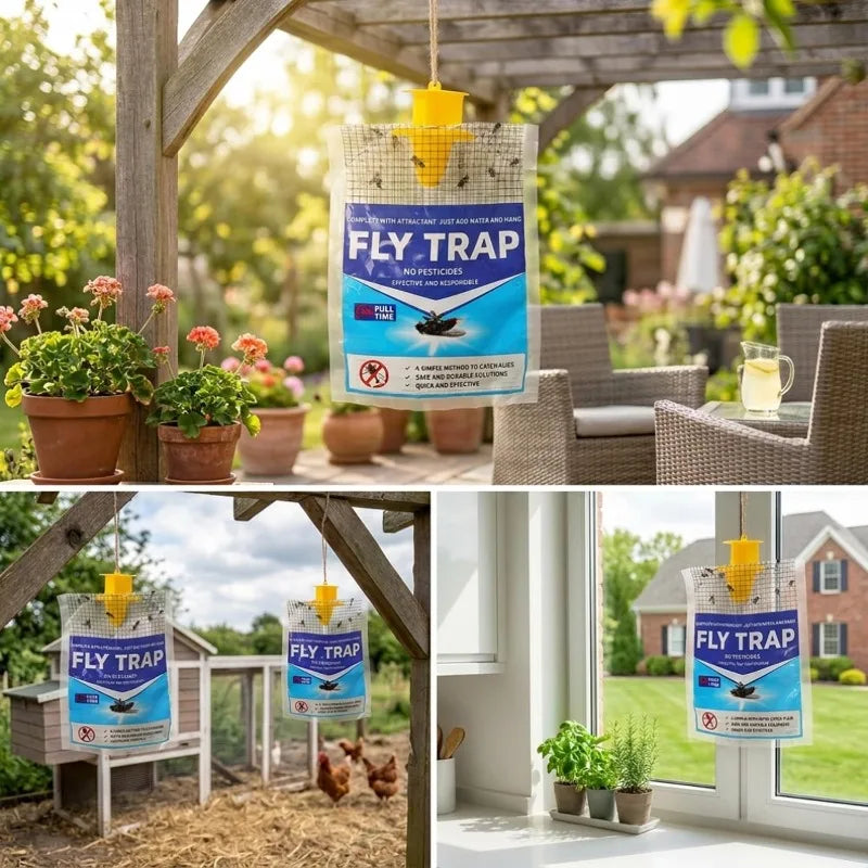 Eco-Friendly Hanging Fly Catcher with Quick-Activating Bait