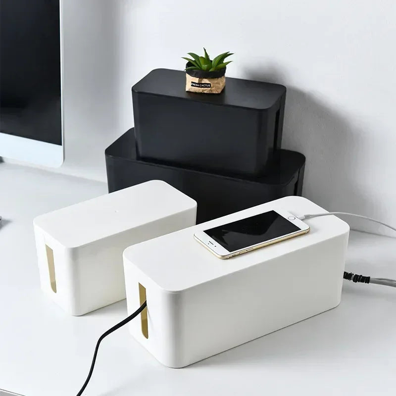 Cable Management Box with Lid – Dust Protection for Outlets & Charging Cables – 32×13×12 cm