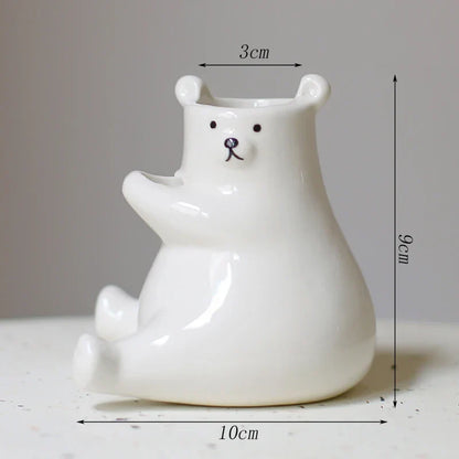Floral Vase with Bear Design
