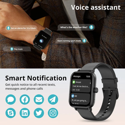 Smartwatch with Voice Calling | 1.9" HD Screen, 24H Health Tracking, 100+ Sports Modes, Bluetooth Calling | IP68 Waterproof