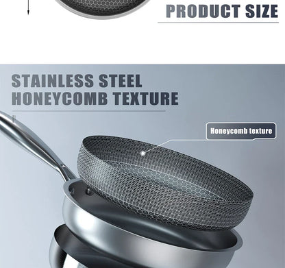 Non-Stick Frying Pan with Honeycomb Design in Stainless Steel