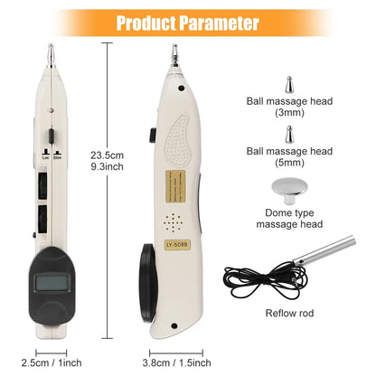 Rechargeable Massage Pen with LCD, 10 Intensity Levels, Needle-Free Tips