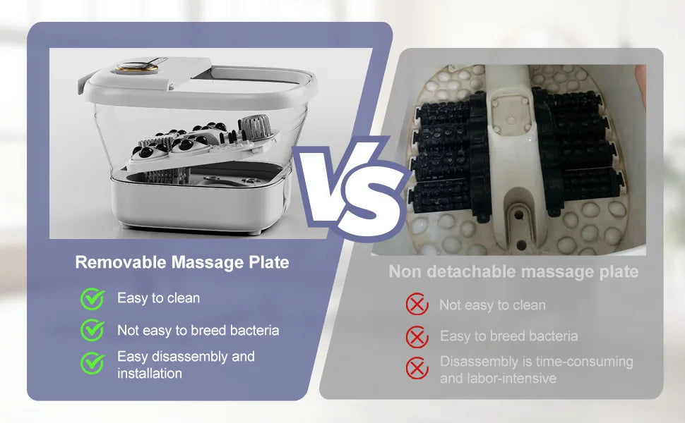 Foldable Foot Spa Massager with Heat, Bubbles, 4 Rollers & Timer