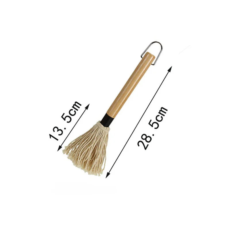 BBQ Grill Brush Set with Cotton Bristles and Wooden Handle for Marinade Application