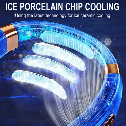 Portable Mini Neck Fan 2025 – Bladeless Rechargeable Air Cooler with Display