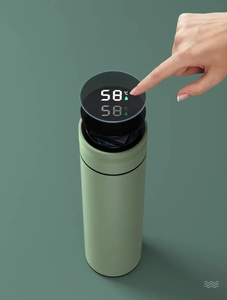 500ml Insulated Water Bottle in Stainless Steel – Temperature Display, Leak-Proof, 24 Hours Hot/Cold