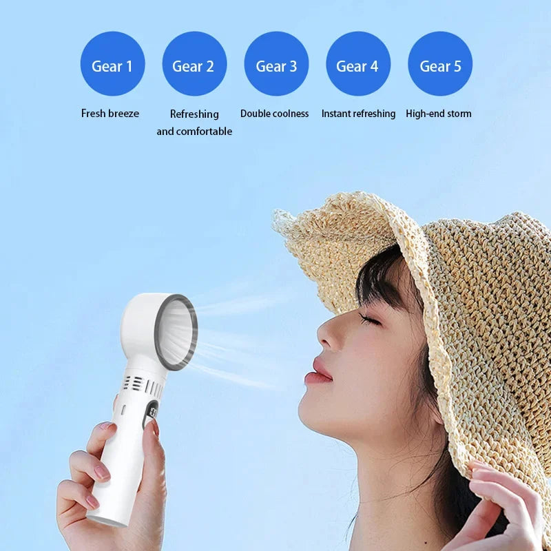 Rechargeable Bladeless Hand Fan with 100 Speed Settings