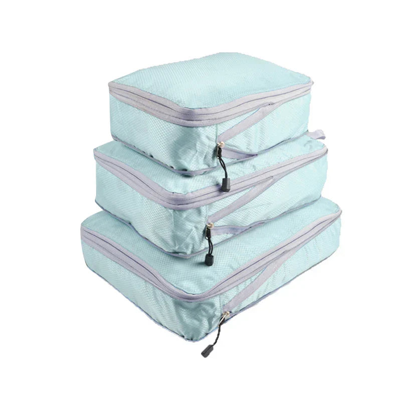 Compression Travel Set for Space-Saving Organization with Breathable Mesh Pouches