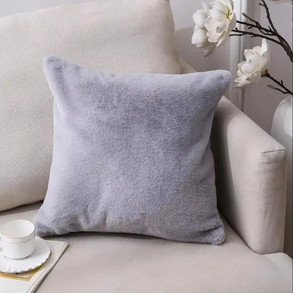 Ultra-Soft Rabbit Plush Pillow Cover | Warm & Luxurious | 45x45 cm for Bed & Sofa
