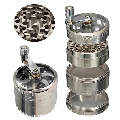 Herb Grinder with Aluminum Body | Diamond-Cut Teeth | 4-Piece with Screen