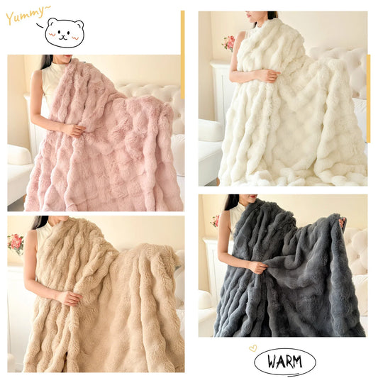 Cozy Plush Blanket | Double-Layered & Thick | Soft Rabbit Fur-Like | Versatile & Easy Care