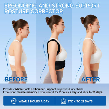 Adjustable Back Support Brace for Spine Alignment, Posture Correction & Pain Relief