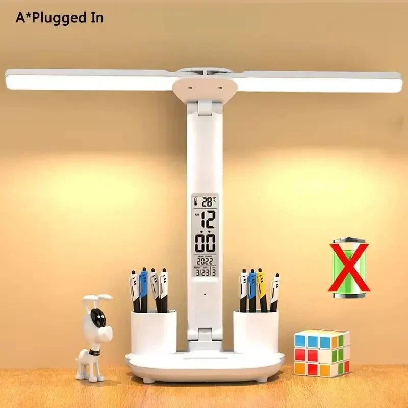 LED Desk Lamp with Fan – 3-in-1 Design, Touch Control & USB Battery