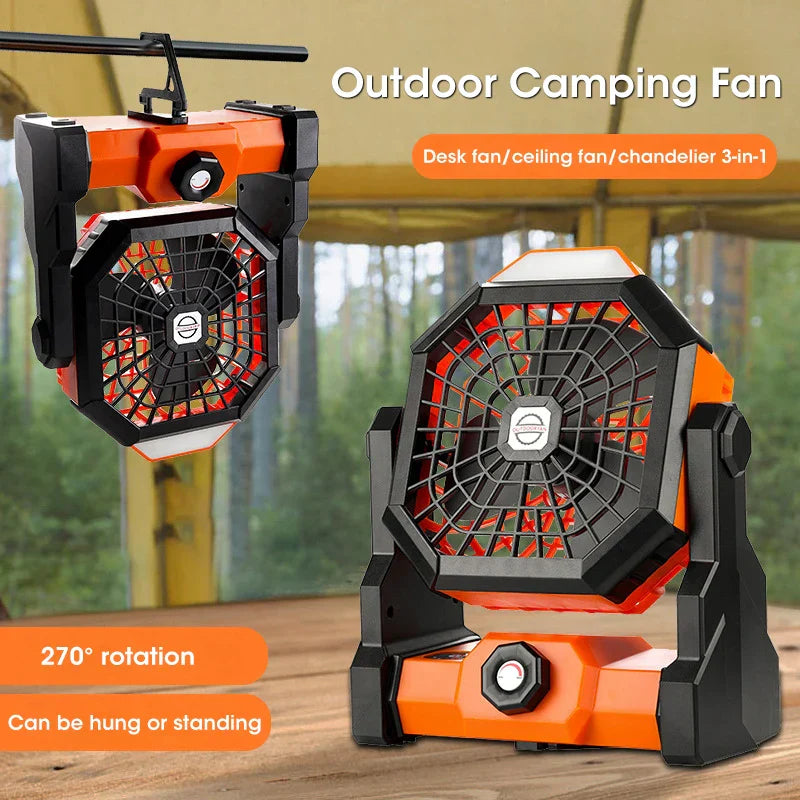 LED Camping Fan with 7800 mAh Rechargeable Battery and USB
