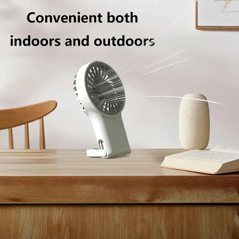 Compact USB-C Folding Fan | Quiet & Portable | Includes Carabiner & Battery