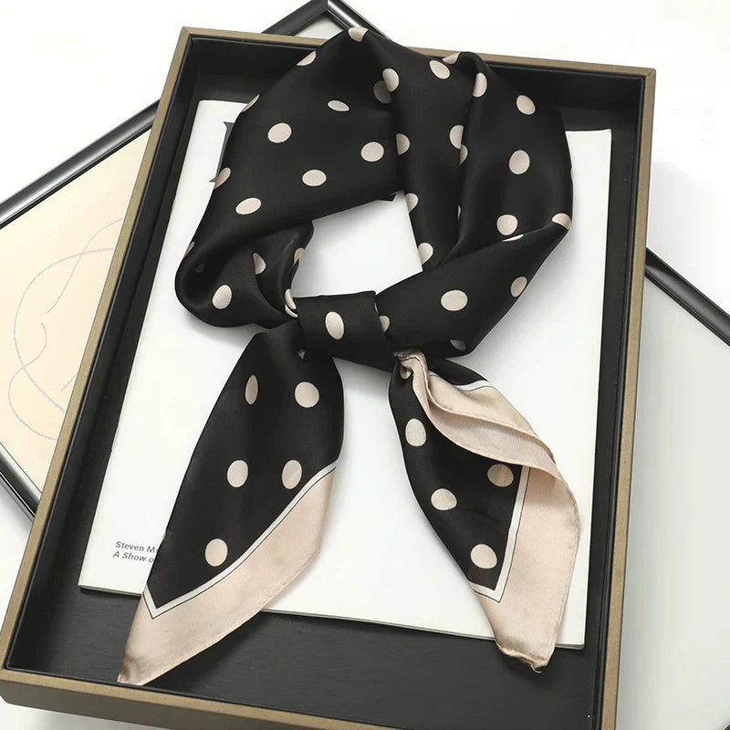 Silk Checkered Scarf with Charm