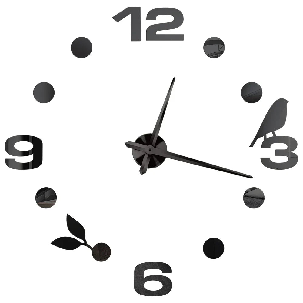 DIY 3D Mirrored Acrylic Wall Clock - Self-Adhesive Home Decor for Kitchen and Living Room
