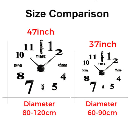DIY 3D Mirrored Acrylic Wall Clock - Self-Adhesive Home Decor for Kitchen and Living Room