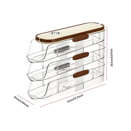 Rolling Refrigerator Egg Holder | Stackable Transparent Storage Box with Lid