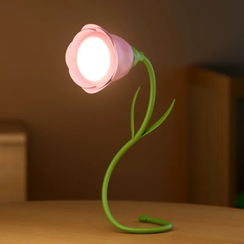 Rechargeable LED Rose Lamp – Flexible & Dimmable Night Light with 3 Colors