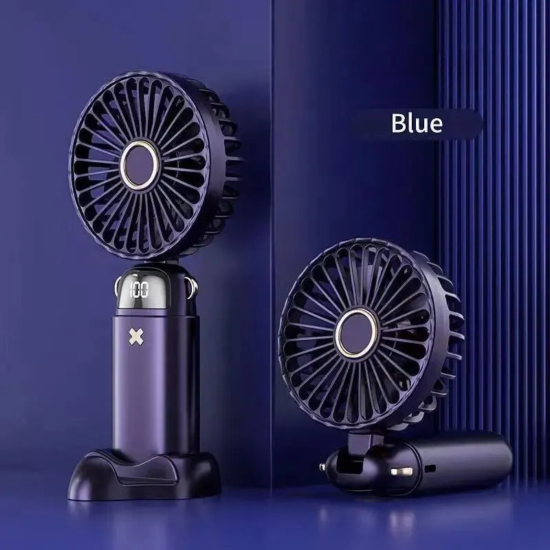 Compact USB Desk Fan with Phone Holder | Mini Handheld Fan | 5 Speed Settings | Quiet Operation
