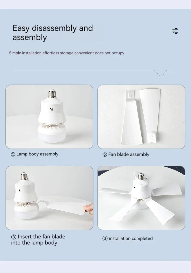30W Remote-Controlled Ceiling Fan Light - LED Dimming, Quiet Design for Bedroom & Living Room