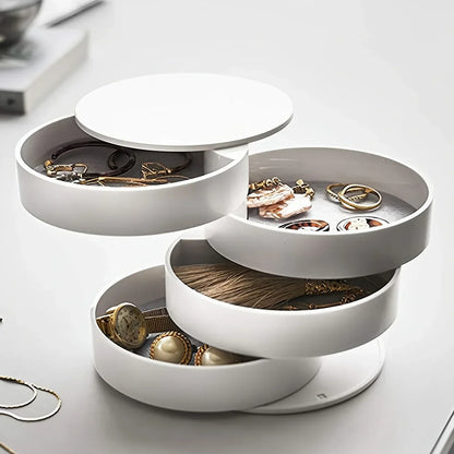 Rotating Jewelry Organizer with 5 Layers - Dust-Proof Compact Storage for Accessories