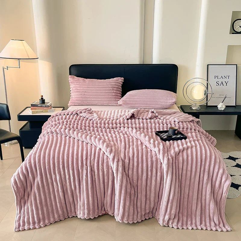 Cozy Striped Blanket | Soft Throw for Sofa & Bed | Lightweight All-Season Warmth | Trendy Spring Home Decor
