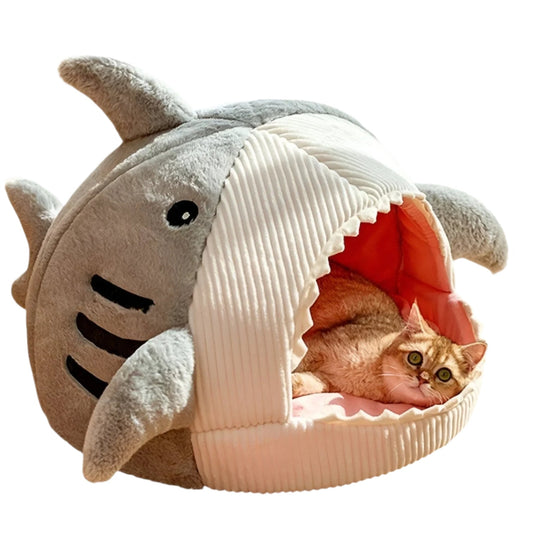 SoftBloom Shark Cat Bed - Comfortable Indoor Hideaway for Cats