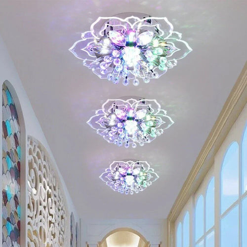 Colourful Crystal Flower Chandelier - 9W LED Modern Lighting for Home